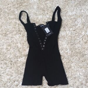 Fashion Nova Black Snap Button Romper